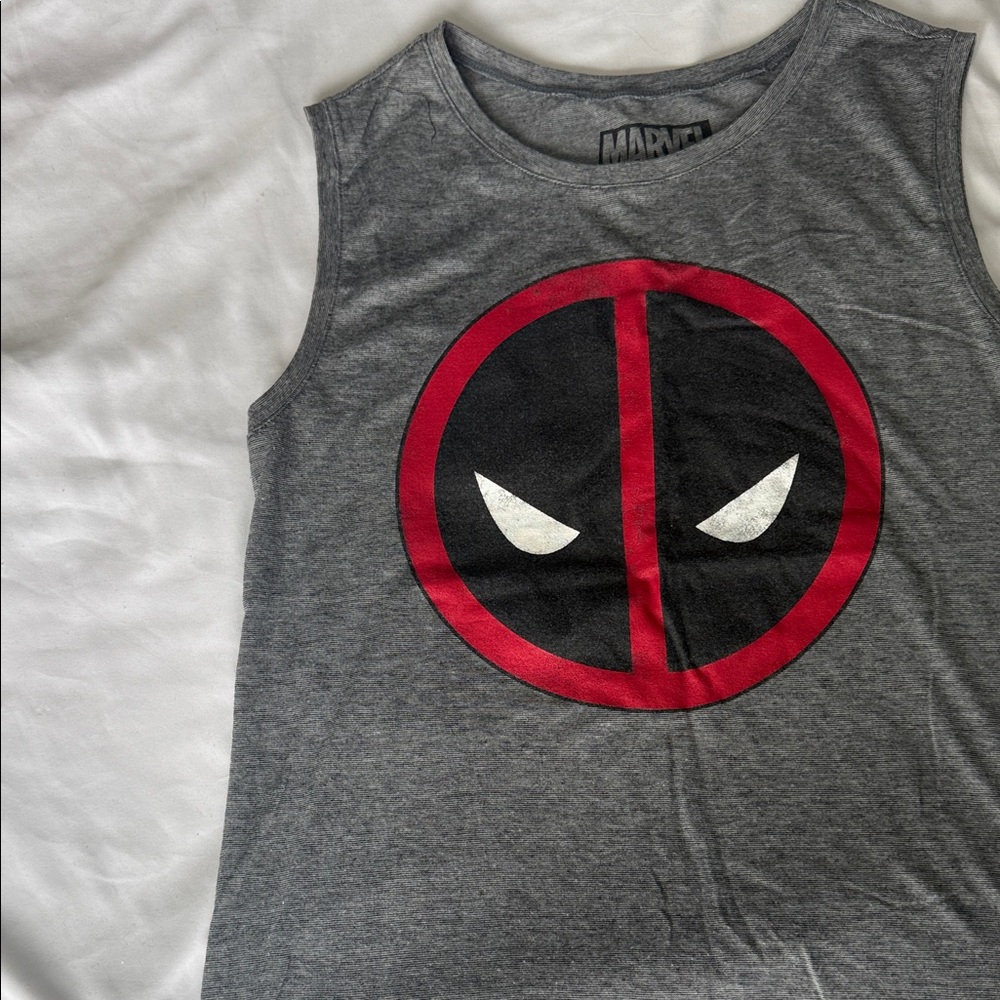 Marvel Gray Tank Top with Red and Black Emblem
